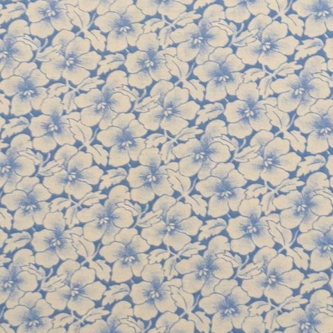 Marcus Bros Textiles - White, Blue Packed Flower Print Fabric