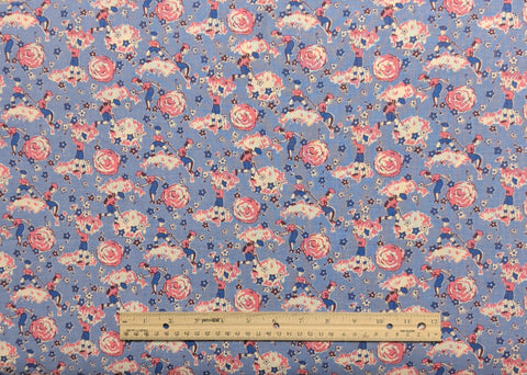 Butterfly Hope Collection by RJR Fashion Fabrics - Blue Fabic / Pink, Blue, White Reproduction-Style  Flower, Vintage People Print