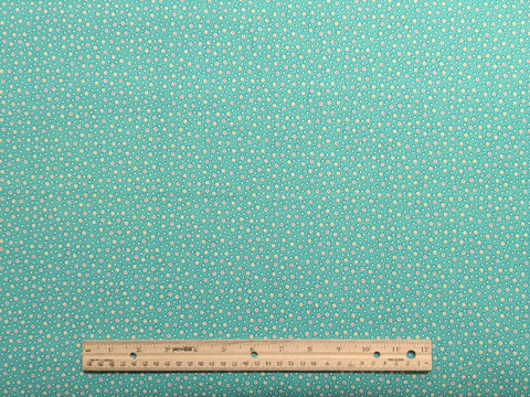 Judie Rothermel for Marcus Brothers Textiles - Turquoise Fabric / White Square / Orange, Yellow Dot "Applique" Print