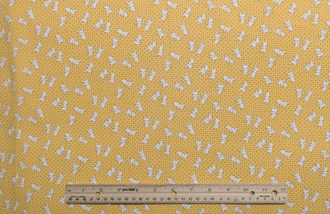 1930's Quilt Revival Collection Reproductions New England Quilt Museum RJR Fashion Fabrics-Gold Fabric, White Crosshatch/White Dancing Mice