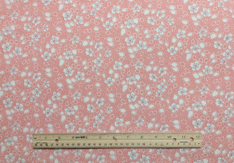 1930's Quilt Revival Collection Reproductions New England Quilt Museum RJR Fashion Fabrics - Pink Fabric / White, Blue Flower and Dot Print