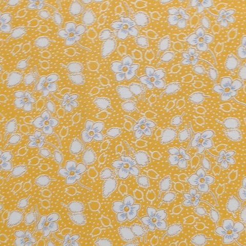 1930's Quilt Revival Collection Reproductions New England Quilt Museum RJR Fashion Fabrics - Yellow Fabric / White, Blue Flower, Dot Print