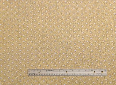 Aunt Grace by Judie Rothermel for Marcus Brothers Textiles - Yellow Fabric / White, Brown Packed Flower Print