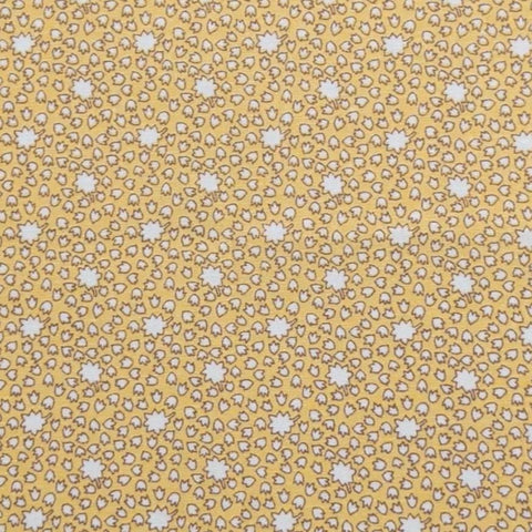 Aunt Grace by Judie Rothermel for Marcus Brothers Textiles - Yellow Fabric / White, Brown Packed Flower Print