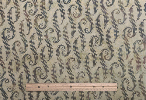 Hoffman California International Fabrics G2221-121 Ivy - Pale Green Batik Fabric / Dark Green, Brown Front Tjap
