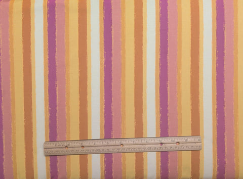 Gypsy Garden by Genevieve Gail 30968-5 Textured Stripe Windham Fabrics - Cream, Gold, Raspberry, Terra Cotta Vertical Stripe Fabric