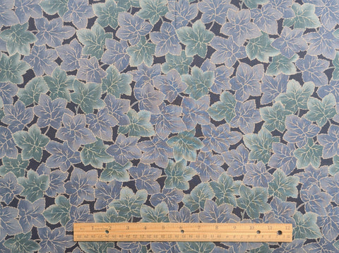 Windsor Collection Hoffman California Fabrics - Navy Fabric / Blue, Blue/Green Packed Leaf Print