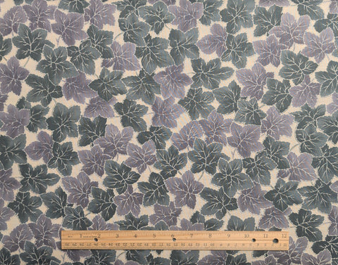 Windsor Collection Hoffman California Fabrics - Cream Fabric / Dusty Purple, Green Packed Leaf Print