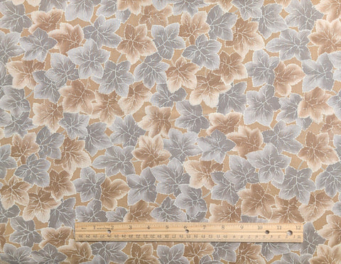 Windsor Collection Hoffman California Fabrics - Golden Tan Fabric / Gray, Golden Tan Packed Leaf Print