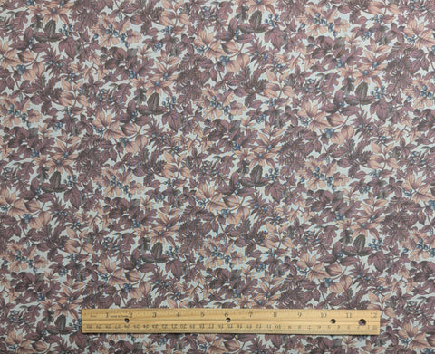 Camelot Hoffman International Fabrics - White Fabric / Dusty Mauve, Rose, Blue Vine, Berry Print