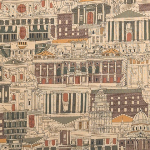 Around the World Hoffman International Fabrics - Tan, Brown, Burnt Orange Packed House Print Fabric