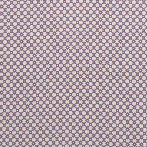 Light Purple Fabric / White Flower Print - Selvage to Selvage Print