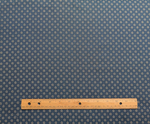 Lowell Star Collection New England Quilt Museum RJR Fashion Fabrics - Cadet Blue Fabric / Black, White Star Print