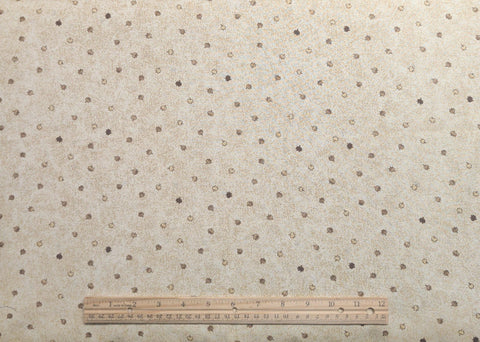 Mumms the Word by Debbie Mumm for SSI - Cream and Tan Tonal Fabric / Tan, Brown Tossed Leaf Print