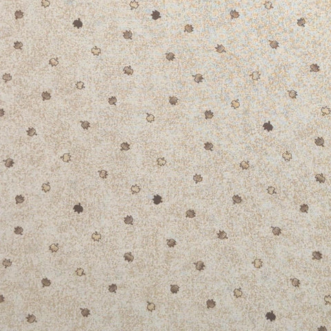 Mumms the Word by Debbie Mumm for SSI - Cream and Tan Tonal Fabric / Tan, Brown Tossed Leaf Print