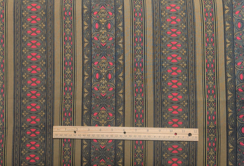 Shades of the Season Jinny Beyer for RJR Fashion Fabrics - Antique Gold, Black, Red Border Stripe Fabric