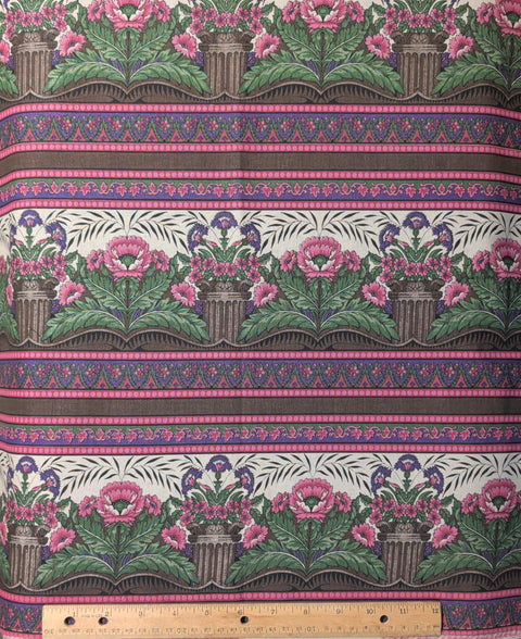 Jinny Beyer for RJR Fashion Fabrics - White, Pink, Brown, Purple, Green Border Stripe Fabric