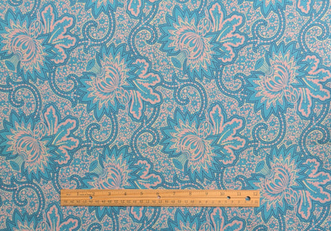 Alsace by Jinny Beyer for RJR Fashion Fabrics - Turquoise, Pink, White Flower Medallion Fabric