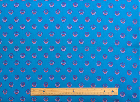 Alsace by Jinny Beyer for RJR Fashion Fabrics - Teal Fabric / Pink, Purple Flower Print