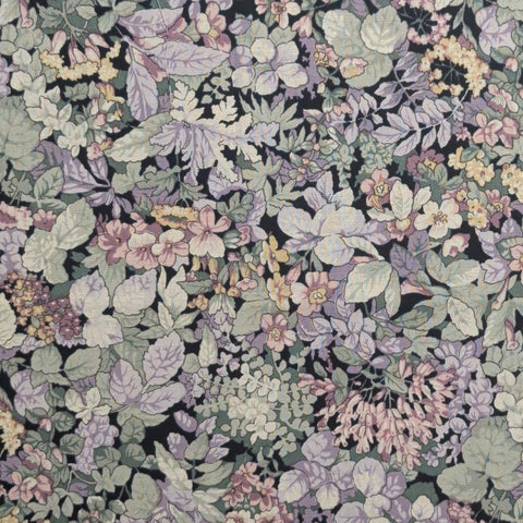 Hoffman California Fabrics - Black Fabric / Lavender, Green, White Packed Flower Print