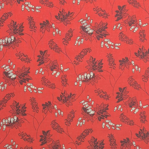 The Lowell Collection The New England Quilt Museum RJR Fashion Fabrics - Red Fabric / White, Black Flower, Vine Print