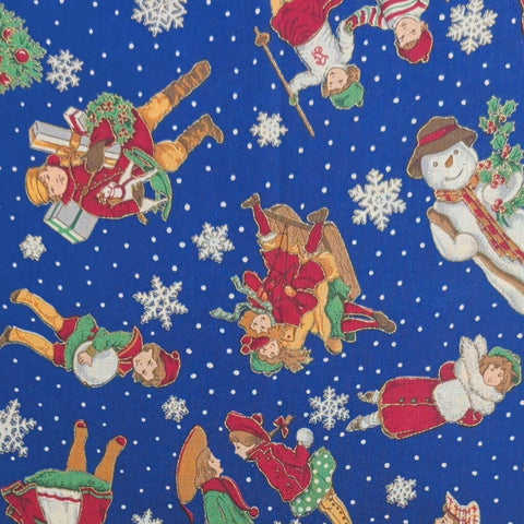 VIP Cranston Print Works Cynthia Hart - Blue Fabric / Tossed Victorian Christmas Print