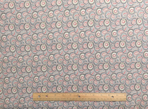 Lowell Collection New England Quilt Museum RJR Fashion Fabrics - White Fabric / Indigo, Sage, Coral Paisley, Flower Print