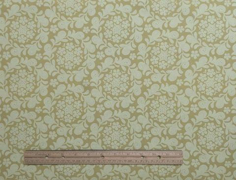 Farmer's Market by Sandy Henderson SH-3704-LEAF Henna Garden Michael Miller Fabrics - Leaf Green Fabric / Pale Green Flower Medallion Print