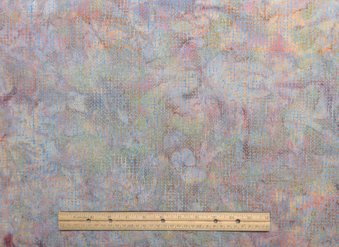 BATIK - Hoffman California International Fabrics G2197-132 OPAL - Blue, Green, Pink, Gold Patterned Fabric / Micro Square Print