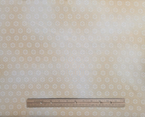 Nara Gardens G9028-33 Hoffman California International Fabrics - Golden Tan, Cream Tonal Fabric / White Hexagon and Flower Print