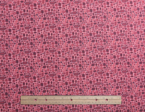Lancaster 0340-21 by Yuko Hasegawa 2010 RJR Fabrics - Pink Fabric / Red, Burgundy Cobblestone Print