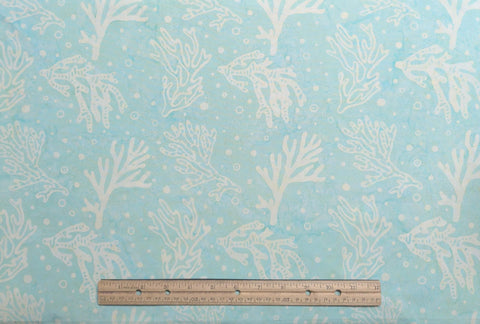 BATIK - Postal Chic by Monique Jacobs Maywood Studio MASB22-021 - Seafoam Blue Fabric / White, Coral Tjap