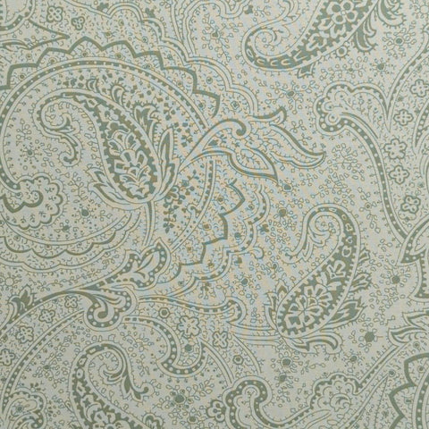 Faye Burgos Color Defined 2670 0150 for Marcus Brothers Textiles -  Pale Yellow Fabric / Green Packed Paisley Print