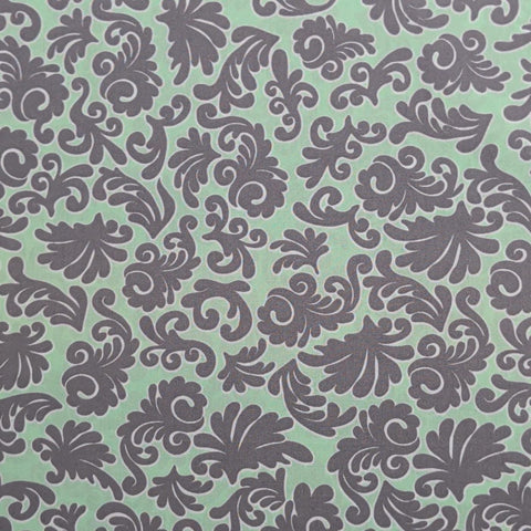 Modern Affair MA-4304 Art Gallery Fabrics - Seafoam Green Fabric / Charcoal, White Stylized Flower Print