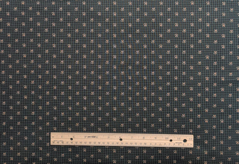 Buttermilk Prints RJR Fashion Fabrics - Green and Blue Micro Plaid Fabric / Tan, Coral Flower Print