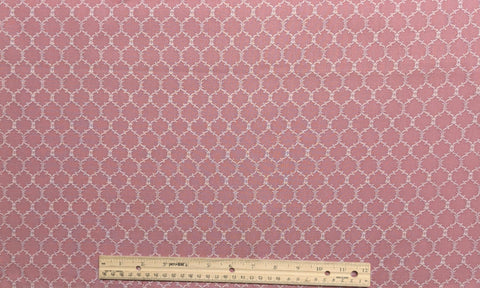 Jinny Beyer for Mr RJR Fashion Fabrics - Dusty Rose Fabric / White Filigree Diamond Print