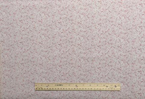 Pink Fabric / Gray Maze Background / Pink, Burgundy Flower Print - Selvage to Selvage Print