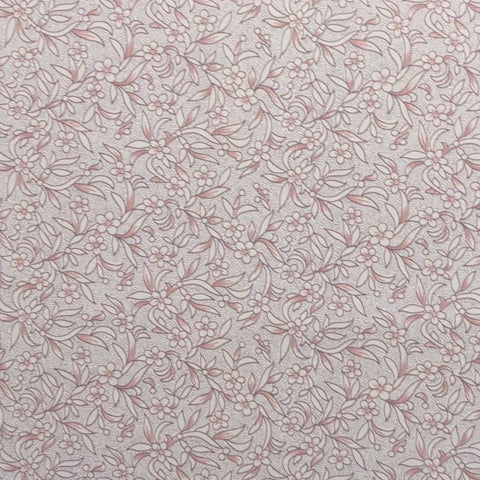 Pink Fabric / Gray Maze Background / Pink, Burgundy Flower Print - Selvage to Selvage Print