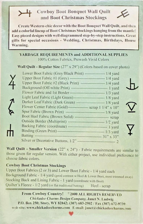 Cowboy Boot Bouquet Wall Quilt & Boot Christmas Stocking - Chickadee Charms Design Co