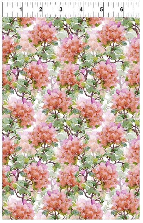 Decoupage 8DC-1 Rhododendron - Salmon by Jason Yenter for In the Beginning Fabrics