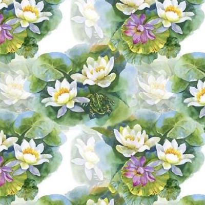 Decoupage 10DC-1 Lily Pads - Green by Jason Yenter for In the Beginning Fabrics