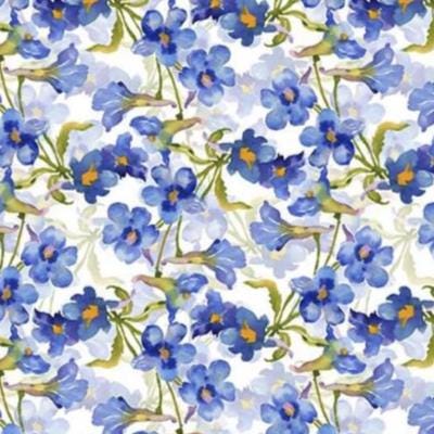 Decoupage 11DC-1 Flowers Blue by Jason Yenter for In the Beginning Fabrics