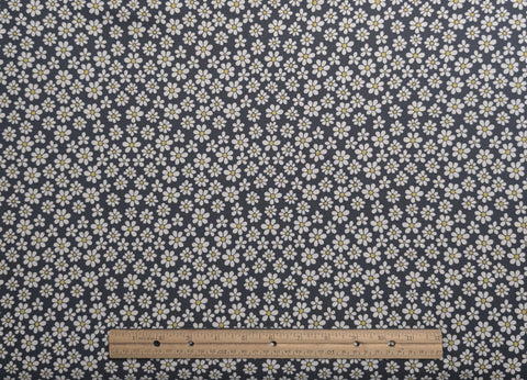 CX4542-CHAR-D Dinky Daisy Michael Miller Fabrics - Charcoal Fabric / White, Yellow Daisy Print