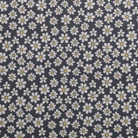 CX4542-CHAR-D Dinky Daisy Michael Miller Fabrics - Charcoal Fabric / White, Yellow Daisy Print