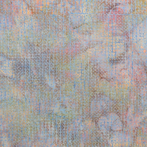 BATIK - Hoffman California International Fabrics G2197-132 OPAL - Blue, Green, Pink, Gold Patterned Fabric / Micro Square Print
