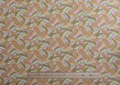 Summer Solstice RJR Fashion Fabrics 2010 - Pink Fabric / Chartreuse, Lime Green Tossed Leaf Print