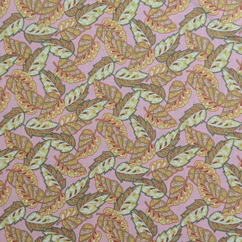 Summer Solstice RJR Fashion Fabrics 2010 - Pink Fabric / Chartreuse, Lime Green Tossed Leaf Print