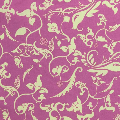 Ahambra II Collection AH-424 by Art Gallery Fabrics - Bright Pink Fabric / Yellow Flower and Bird, Vine Print