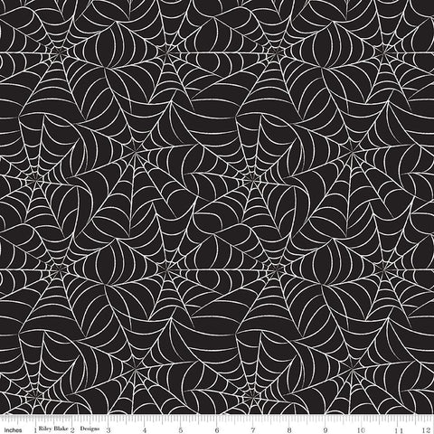 Frank and Friends by My Mind's Eye for Riley Blake Designs 2026 GC17474-BLACK Webs - Glows in the Dark