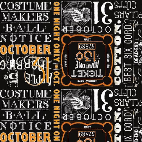 Costume Maker's Act II 2024 C16012 J Wecker Frisch Riley Blake Designs - Ticket Text Black